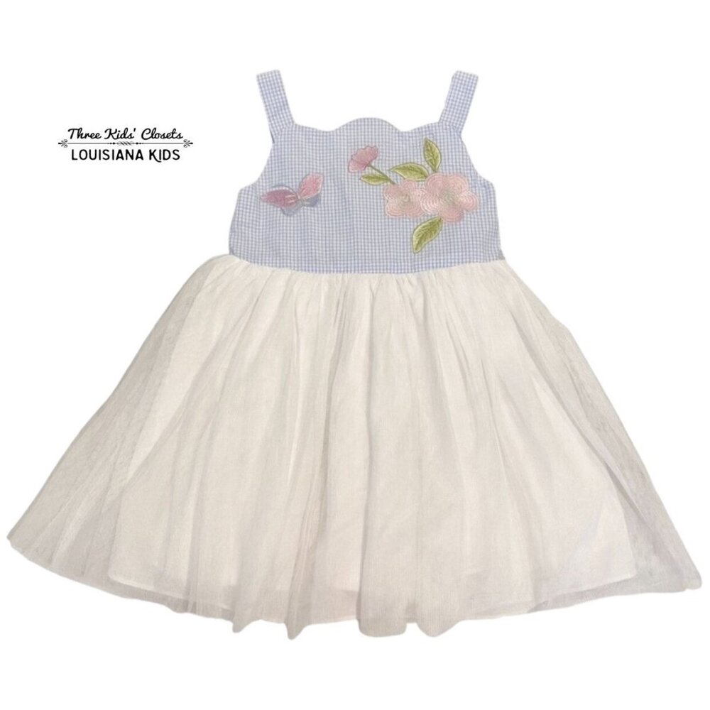 NEW Pastourelle By Pippa & Julie Sz 4 Embroidered Gingham Tulle Dress